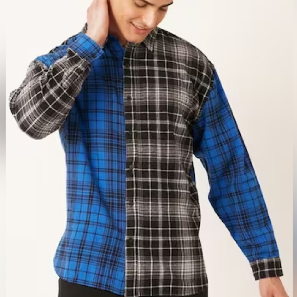 Forever 21 Men Flannel Colorblock Shirt Mens Size Medium